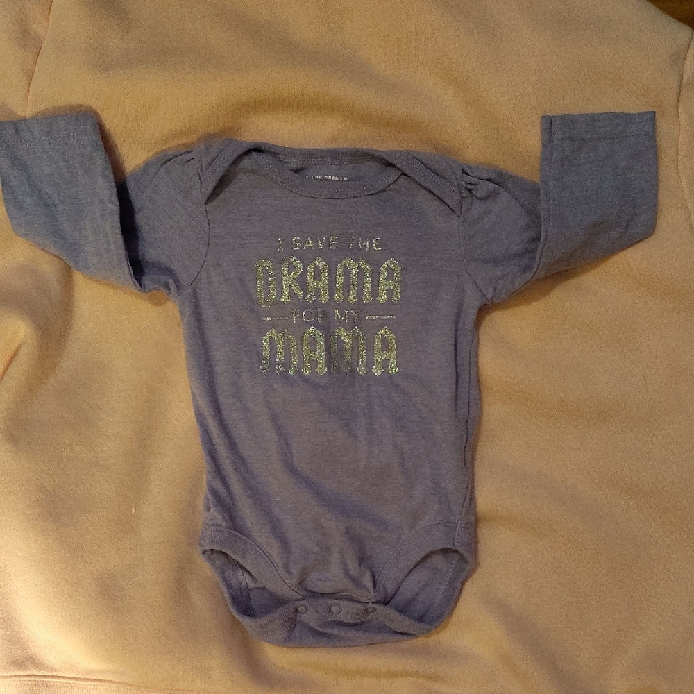 The Children's Place Blue Bodysuit with Glitter Text
